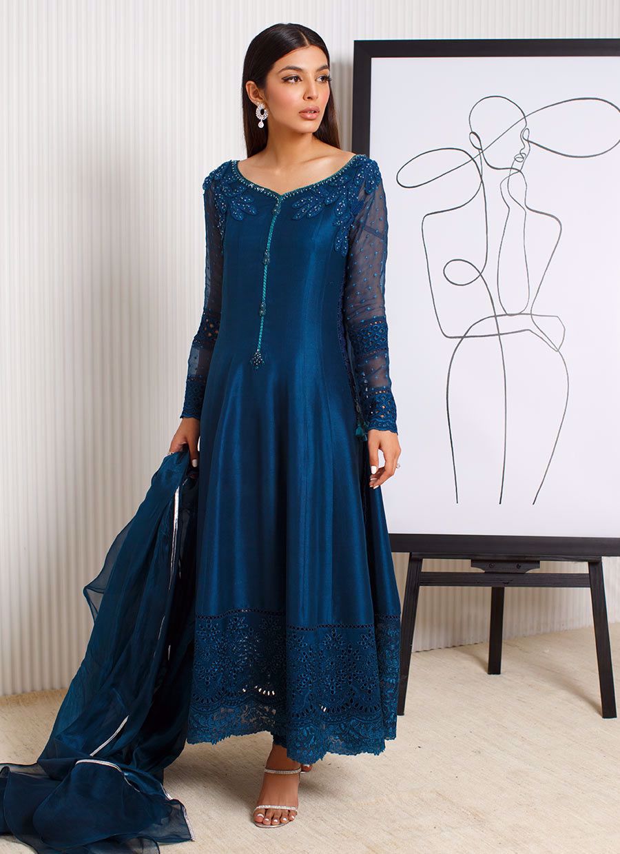 Farah Talib Aziz | Designer Picks 24 | SAPPHIRE CUTWORK SHIRT AND DUPATTA
