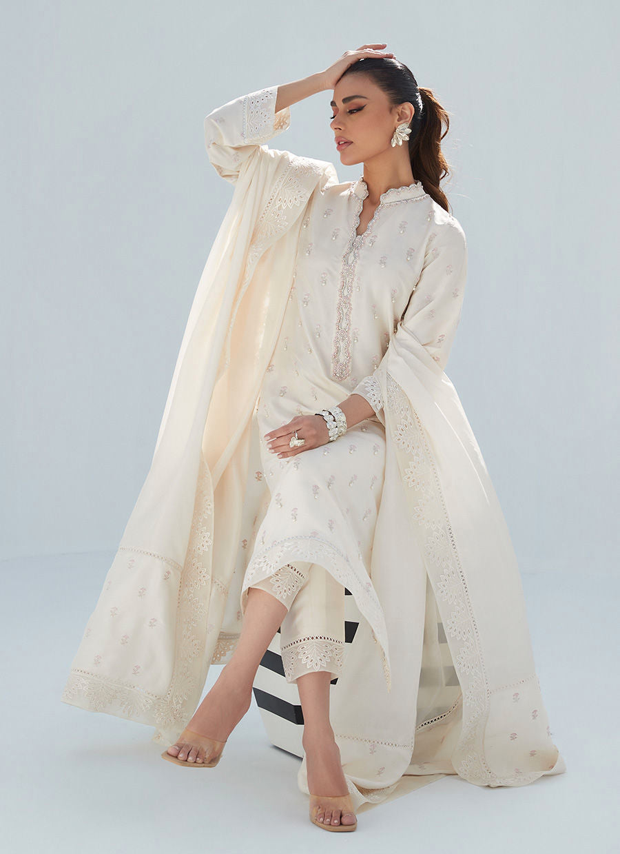 Farah Talib Aziz | Designer Picks 24 | ROSIE IVORY SHIRT AND DUPATTA