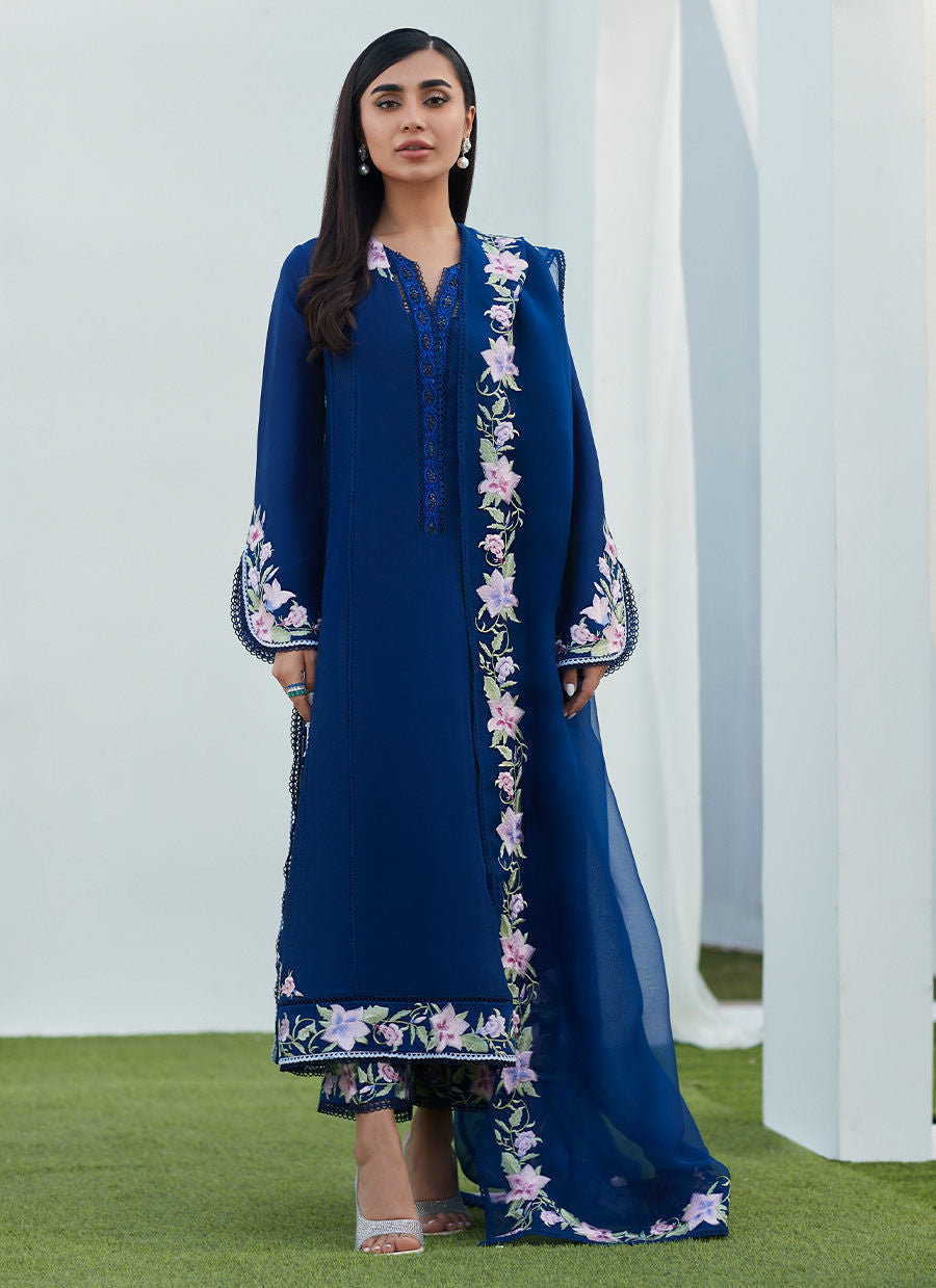 Farah Talib Aziz | Designer Picks 24 | HAN NAVY EMBROIDERED SHIRT AND DUPATTA