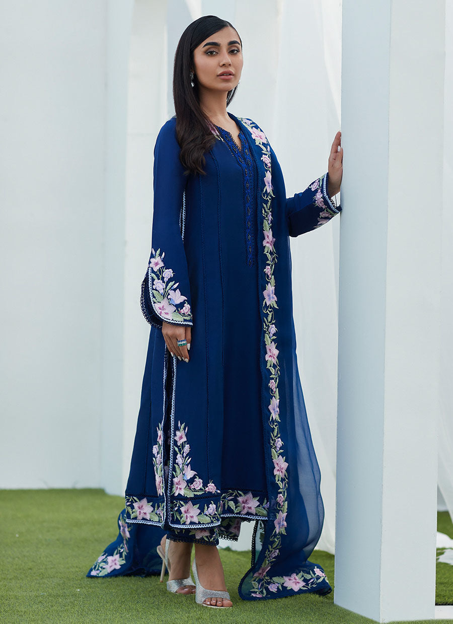 Farah Talib Aziz | Designer Picks 24 | HAN NAVY EMBROIDERED SHIRT AND DUPATTA
