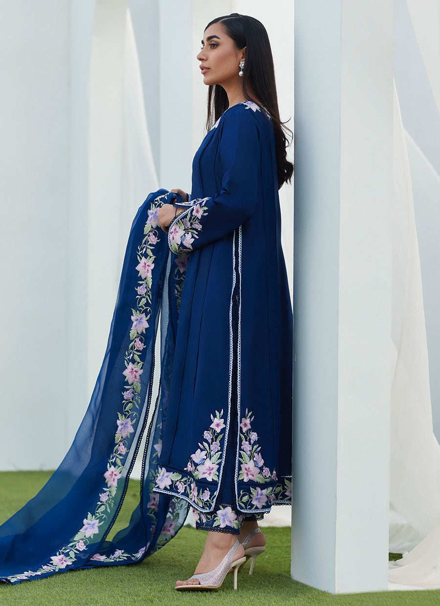 Farah Talib Aziz | Designer Picks 24 | HAN NAVY EMBROIDERED SHIRT AND DUPATTA