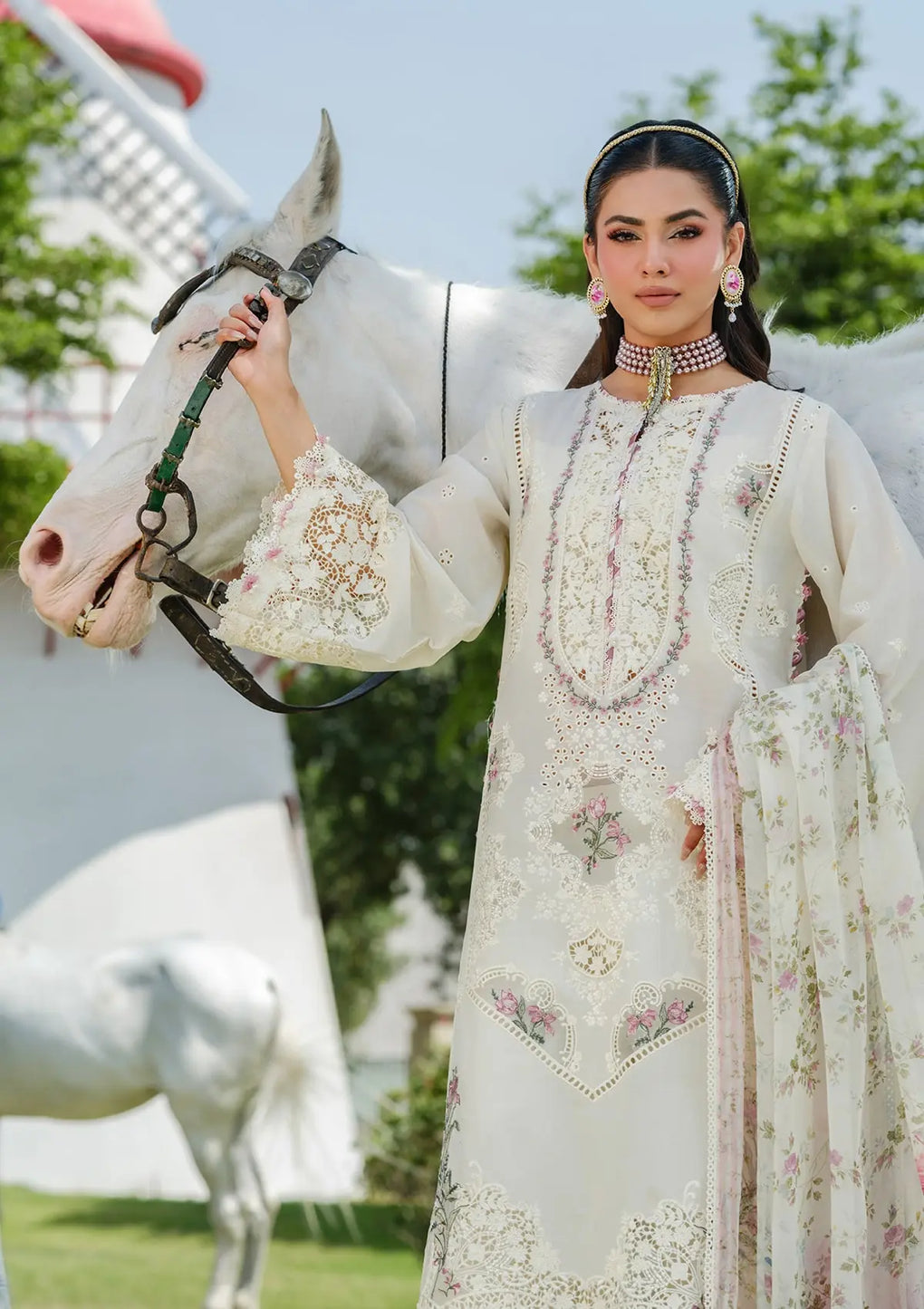 Elaf Premium | Luxury Lawn 25 | ELH-7A WHITE EMPRESS