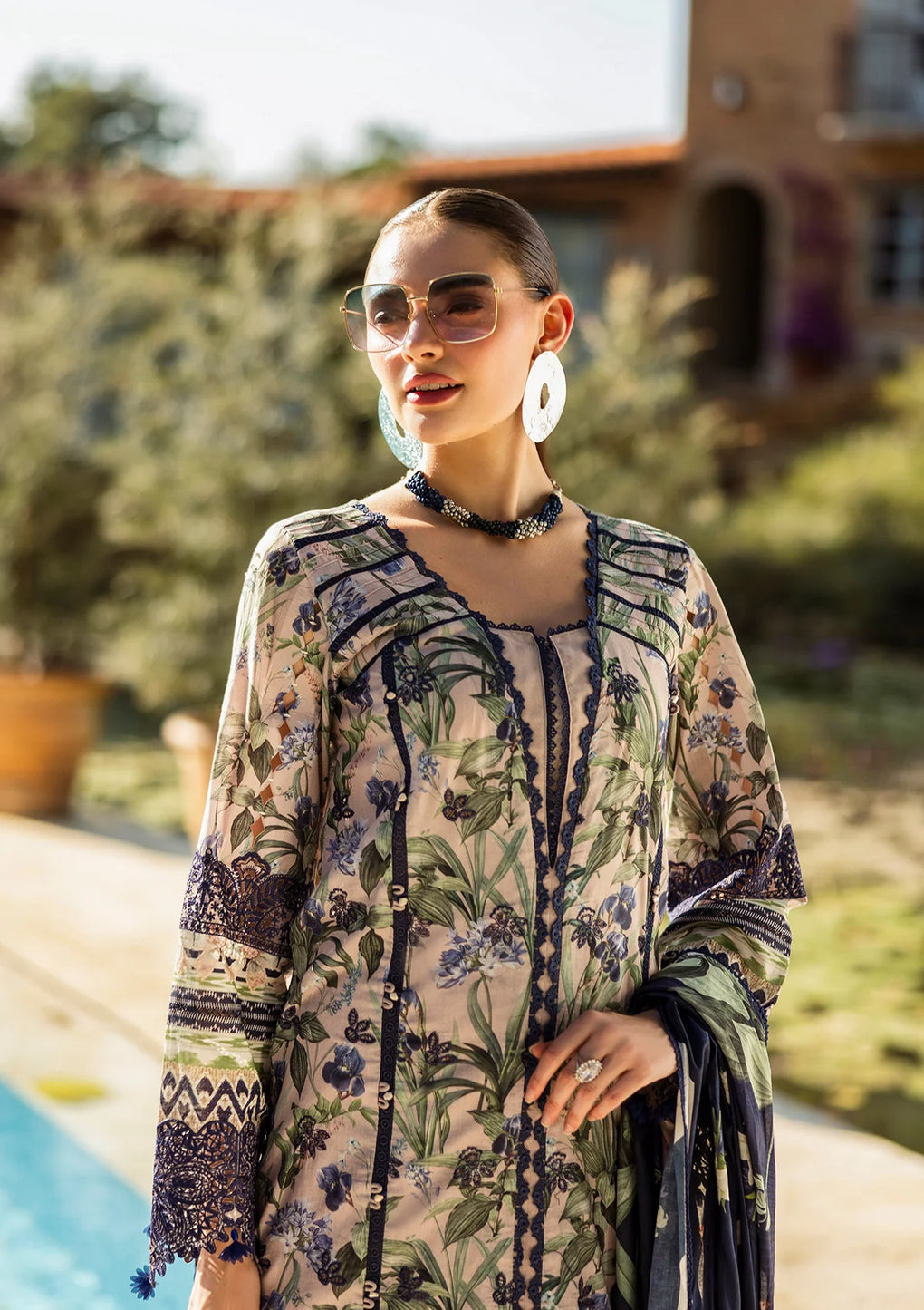 Elaf Premium | Print Chikankari 25 | ELK-08B AZZURRO