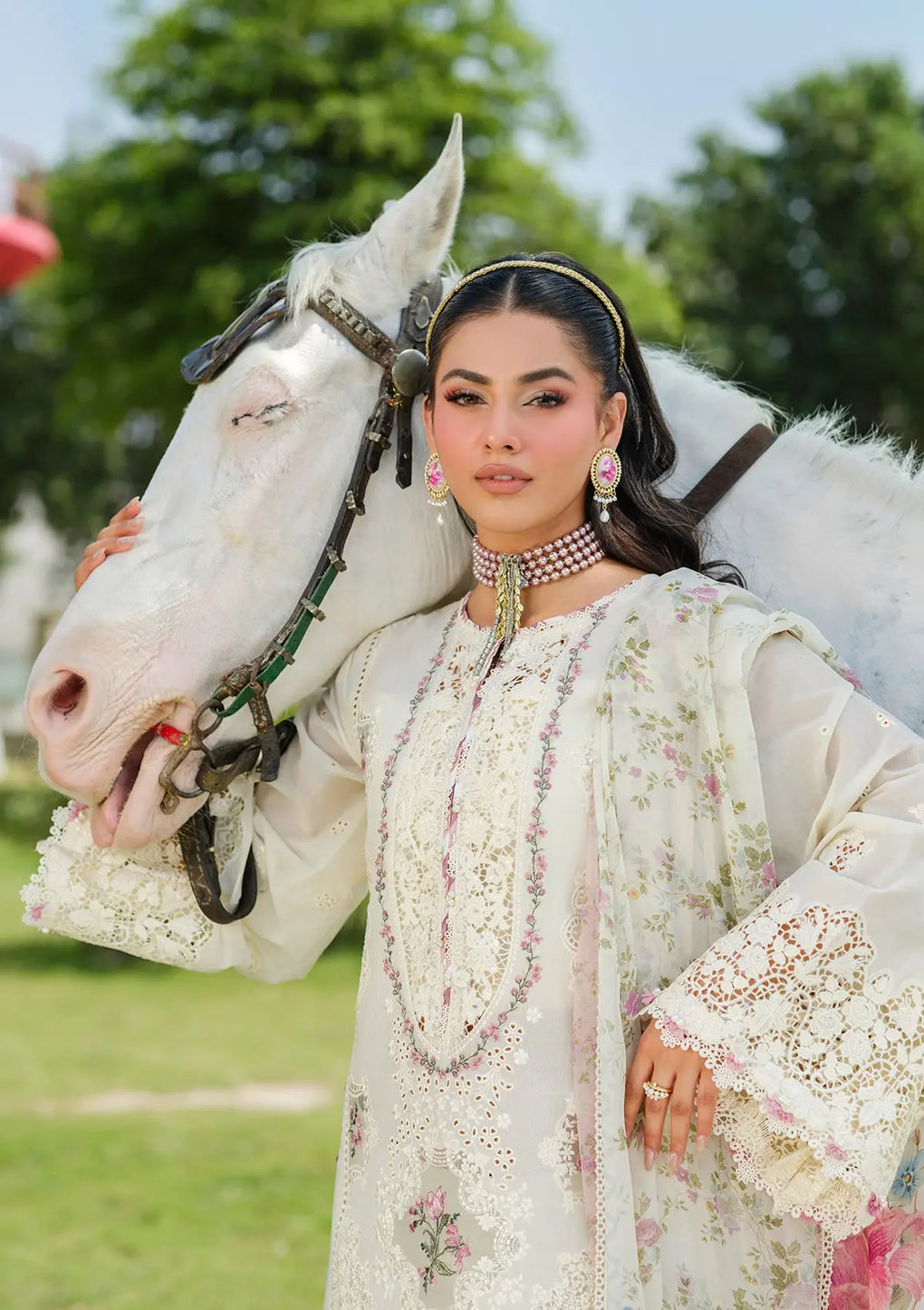 Elaf Premium | Luxury Lawn 25 | ELH-7A WHITE EMPRESS