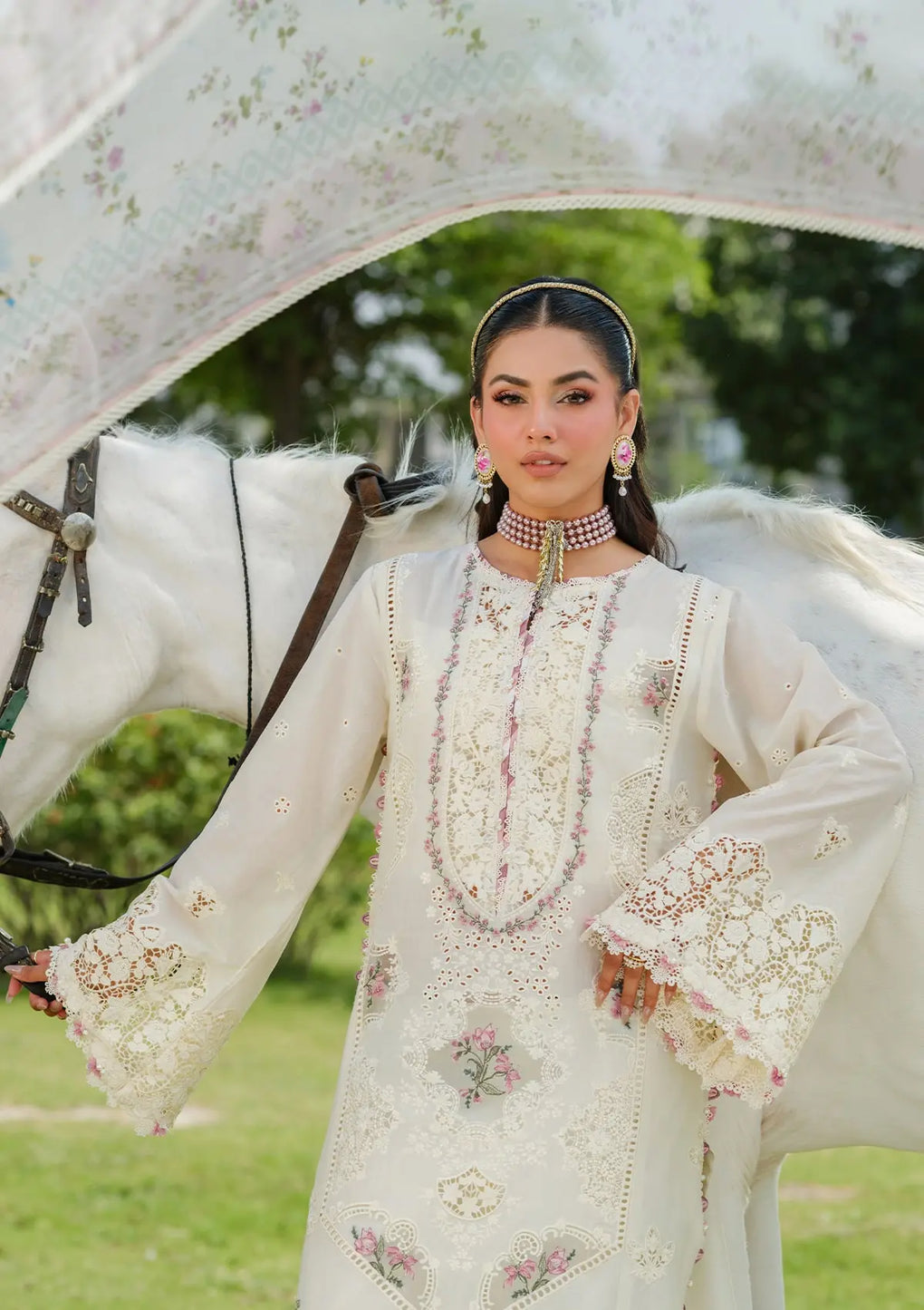 Elaf Premium | Luxury Lawn 25 | ELH-7A WHITE EMPRESS
