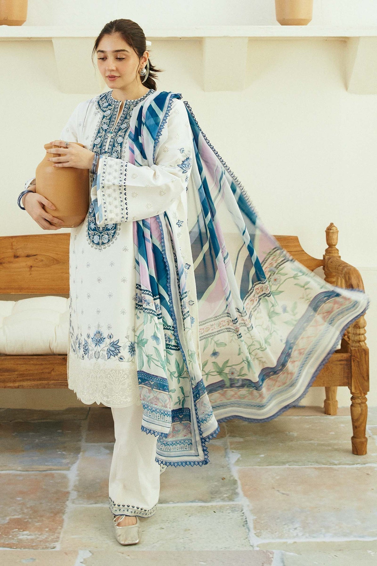 Zara Shahjahan | Coco Lawn Eid Edit 24 | IVORY-D4