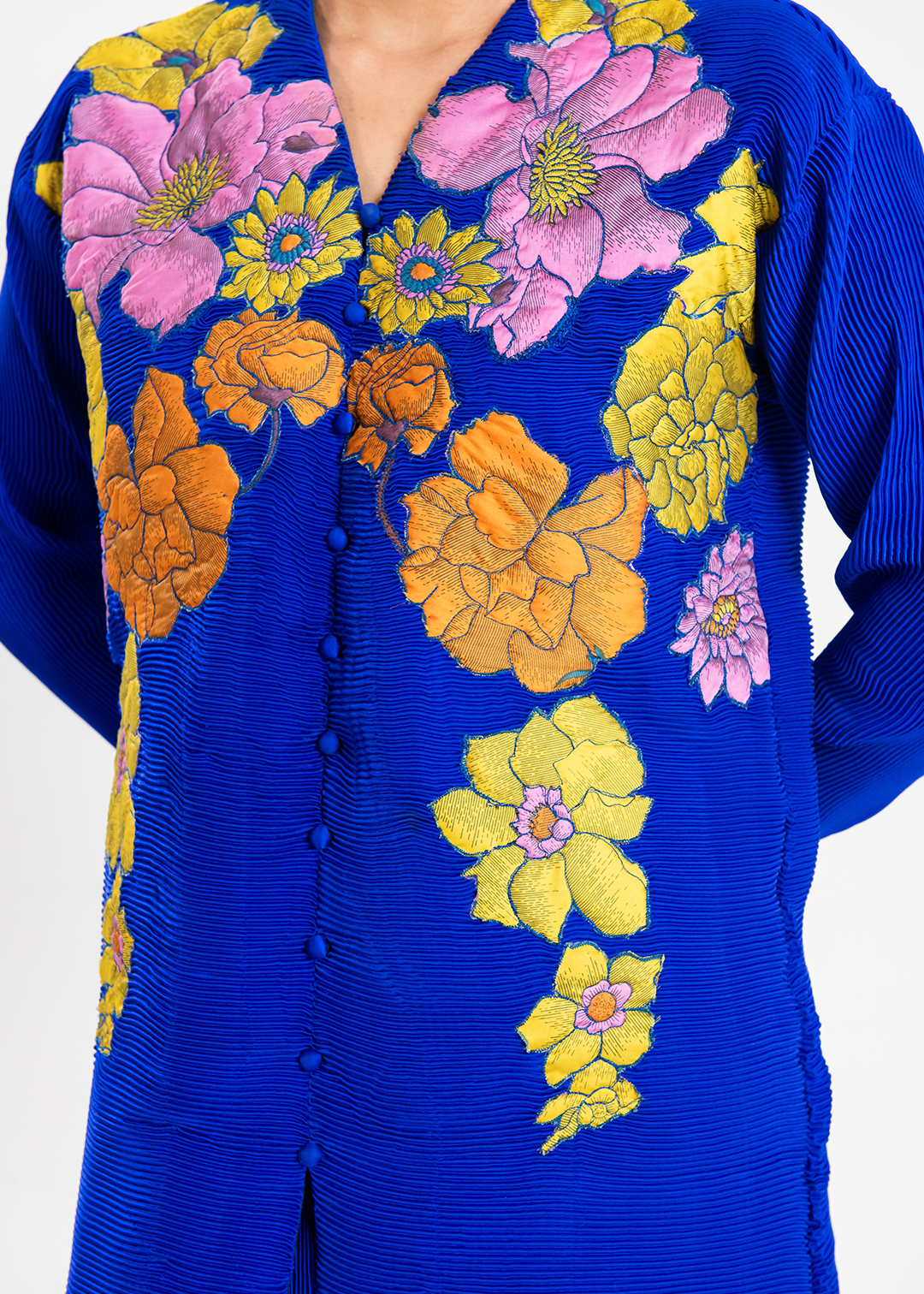 Maria Osama Khan | Claire Pleated Silk | Azure