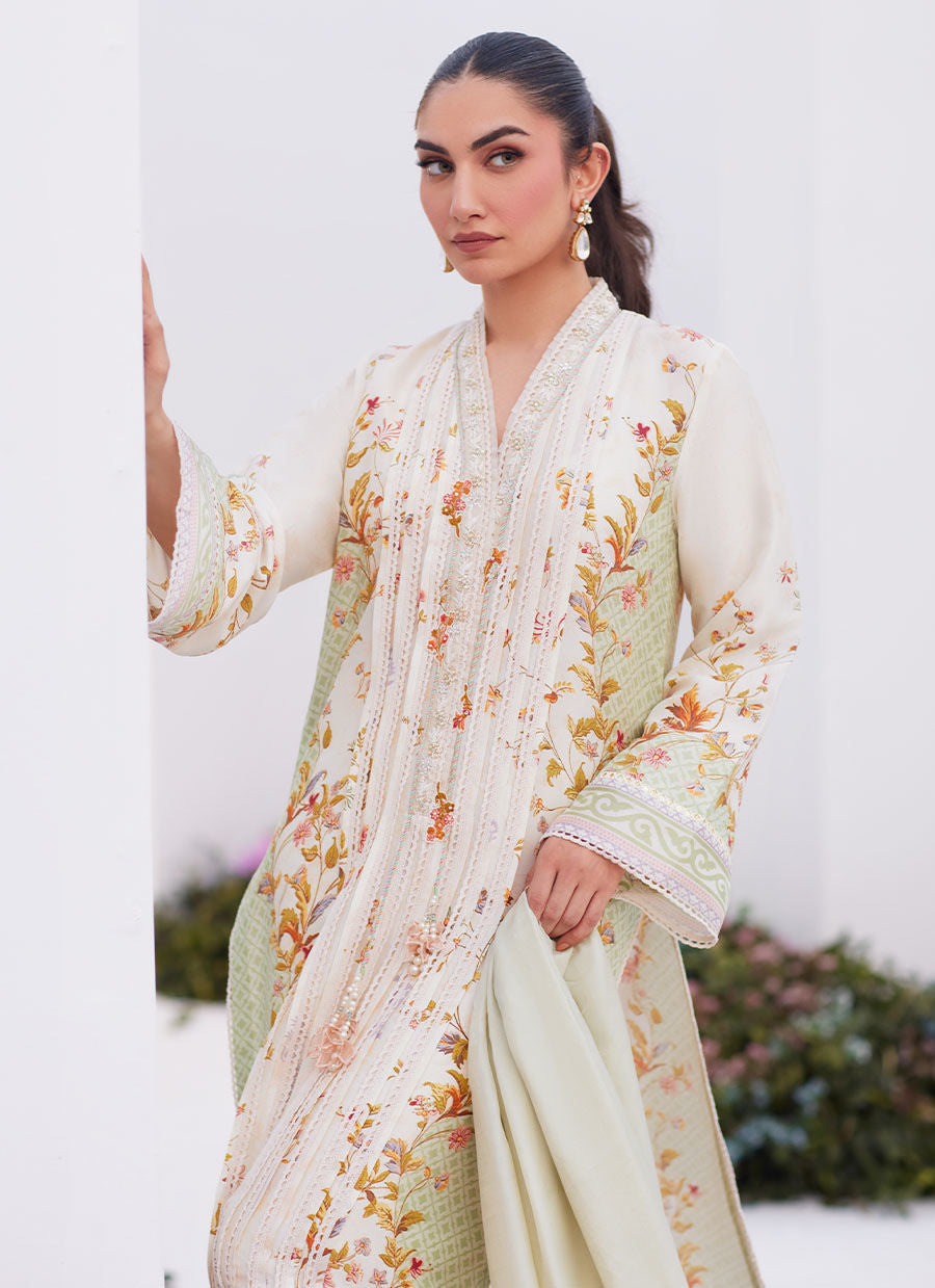 Farah Talib Aziz | Zaza Prints 24 | SAGE TRELLIS SHIRT AND DUPATTA