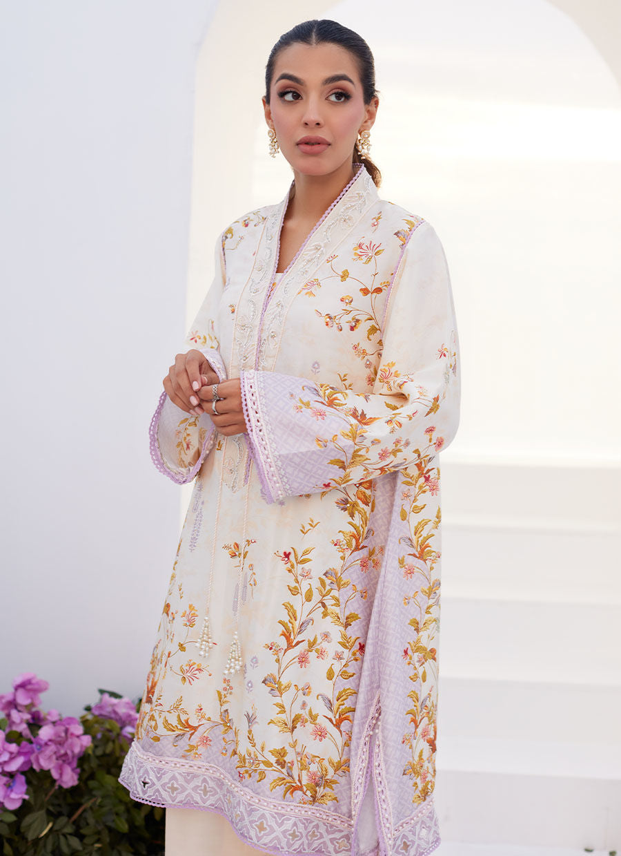 Farah Talib Aziz | Zaza Prints 24 | AMETHYST TRELLIS SHIRT AND DUPATTA