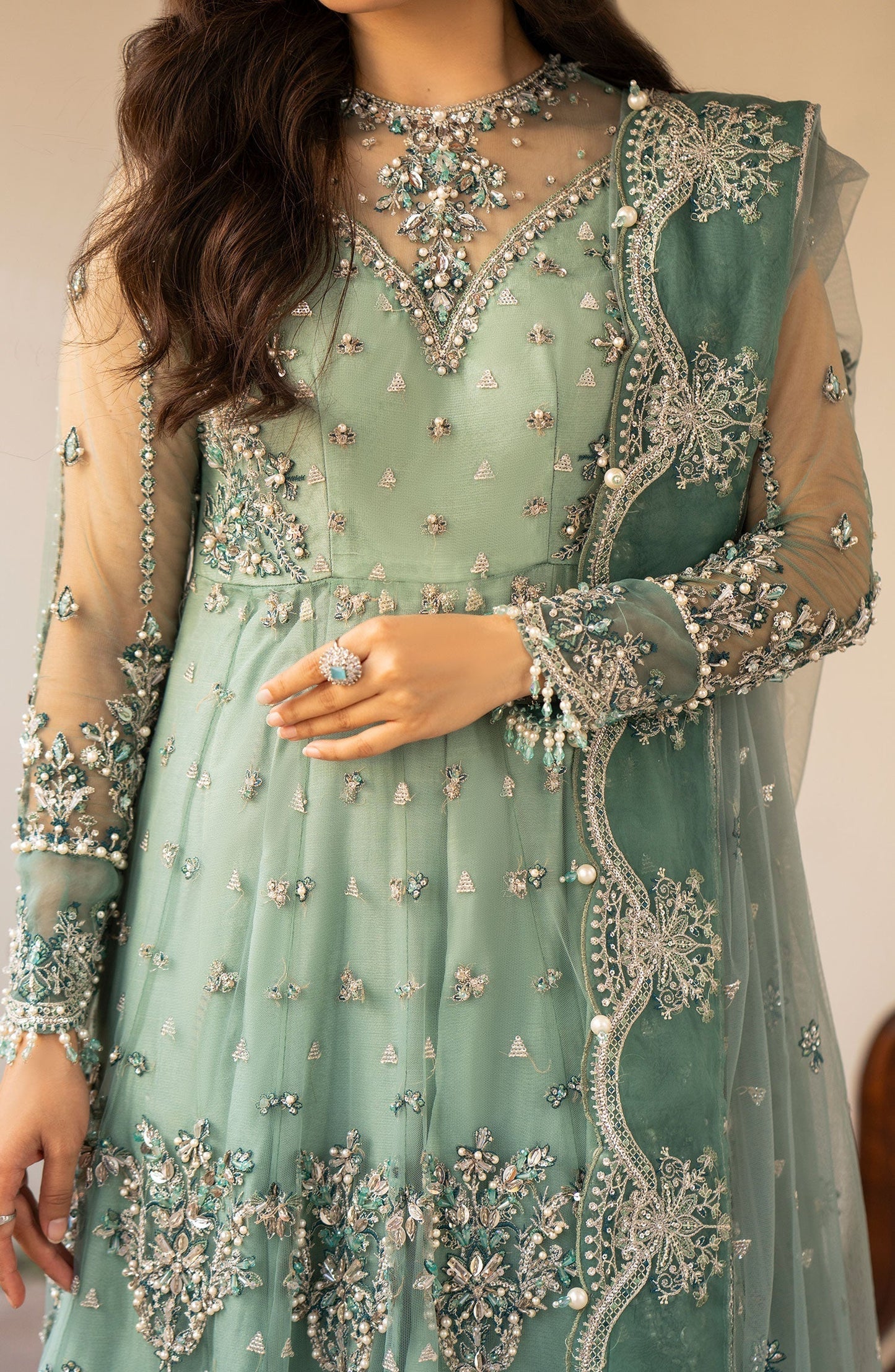 Zarin by Eleshia Embroidered Net 3Pc Suit D-01 Zarela - Riwayat-e-khas