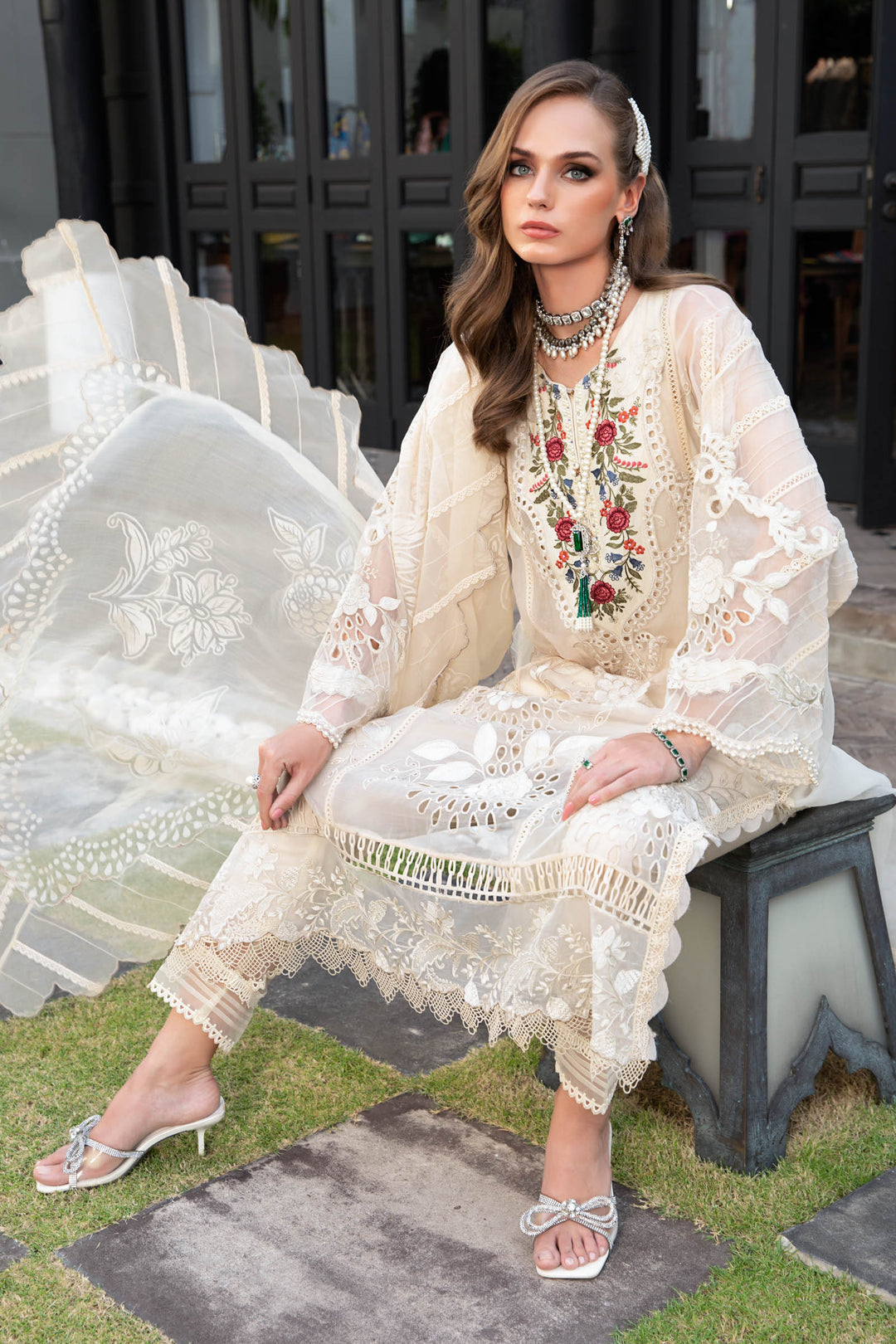 MARIA B EID COLLECTION UNSTITCHED EL-23-01-Cream - Riwayat-e-khas
