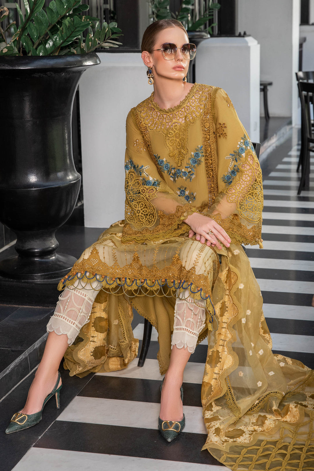 MARIA B EID COLLECTION UNSTITCHED EL-23-06-Mustard - Riwayat-e-khas