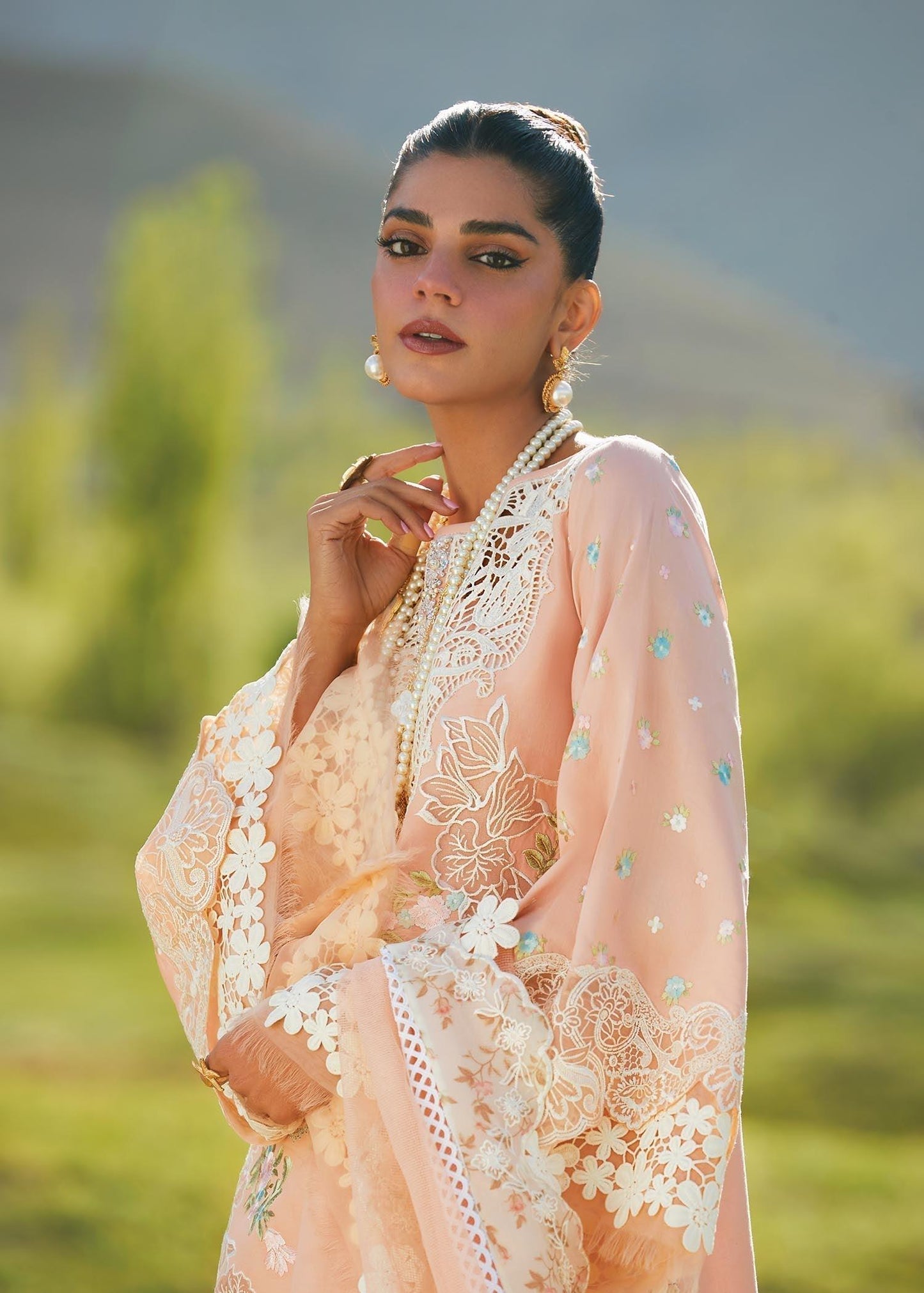 CRIMSON LUXE LAWN Summer in the Meadows - D1 B Stitched - Riwayat-e-khas