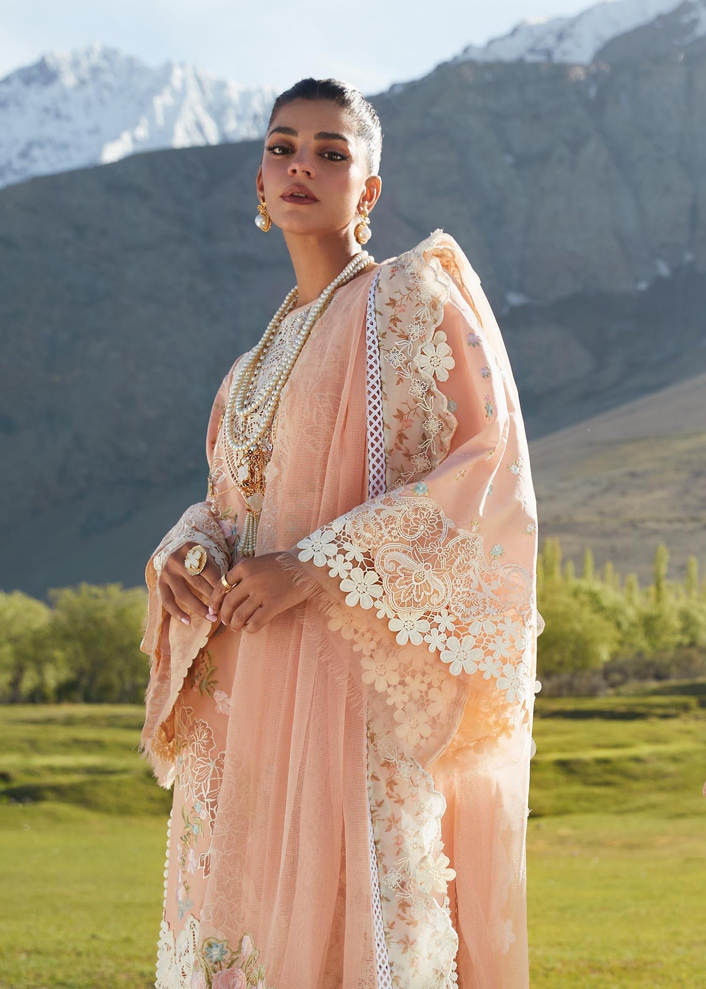 CRIMSON LUXE LAWN Summer in the Meadows - D1 B Stitched - Riwayat-e-khas