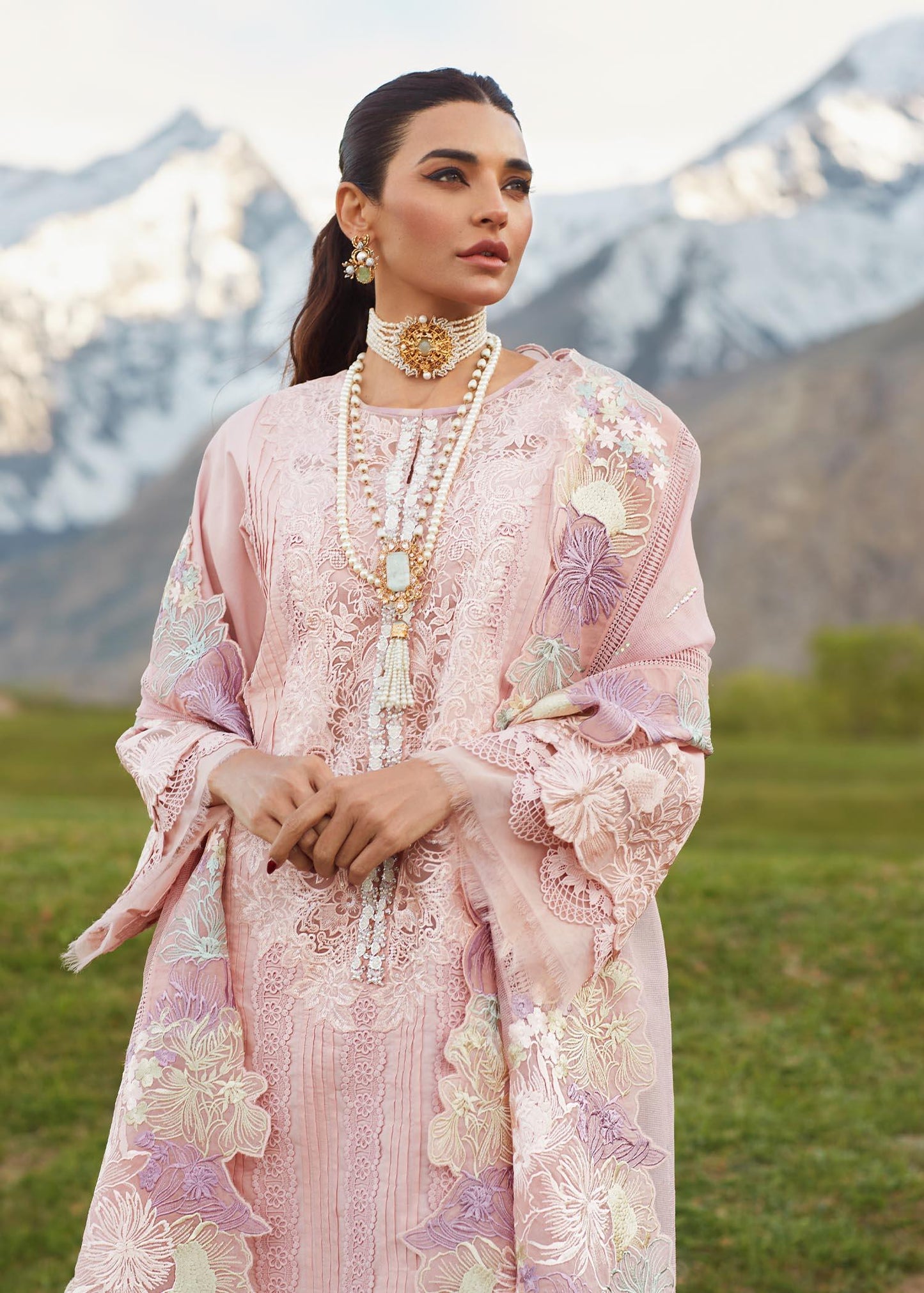 CRIMSON LUXE LAWN Pleated Perfection - D4 B STITCHED - Riwayat-e-khas