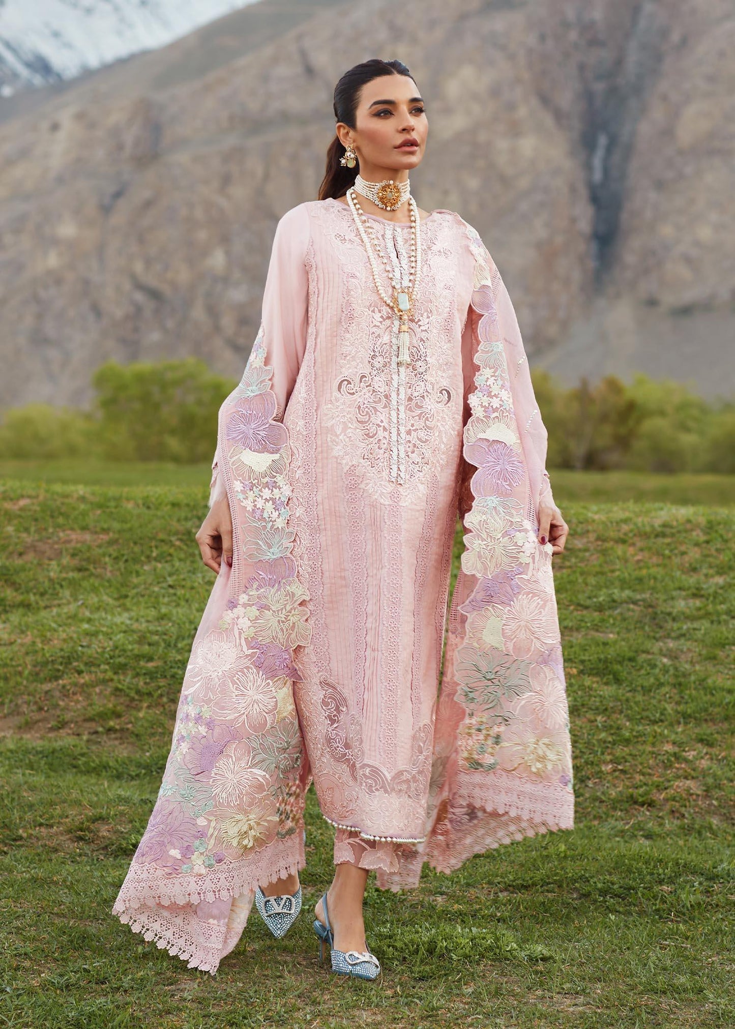 CRIMSON LUXE LAWN Pleated Perfection - D4 B STITCHED - Riwayat-e-khas