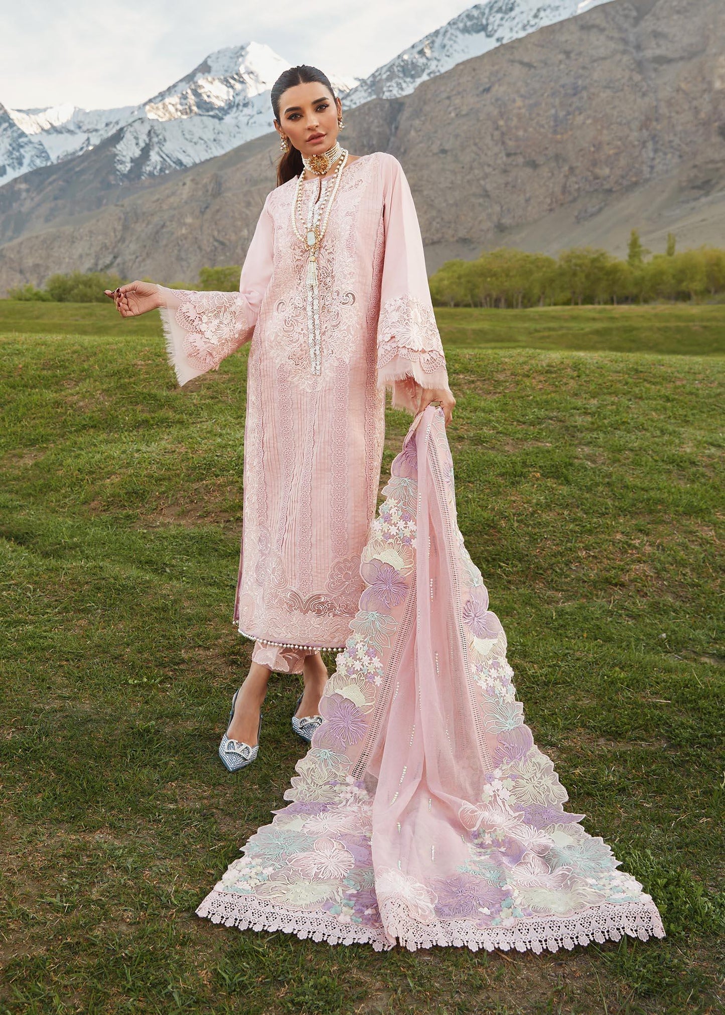 CRIMSON LUXE LAWN Pleated Perfection - D4 B STITCHED - Riwayat-e-khas