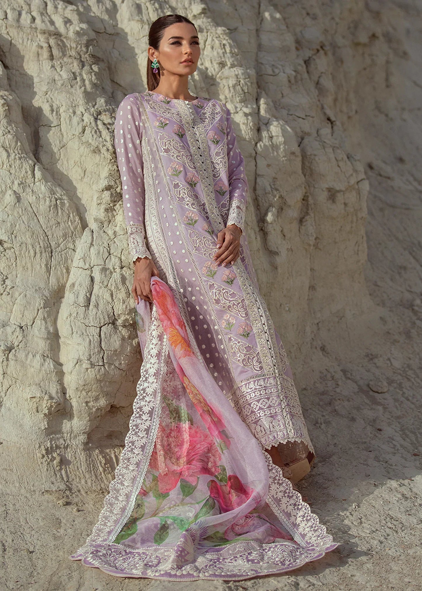 Crimson X Saira Shakira Lawn 2022 - D7 Chikkankari Reinvented A Amethyst - TC-140 - Riwayat-e-khas