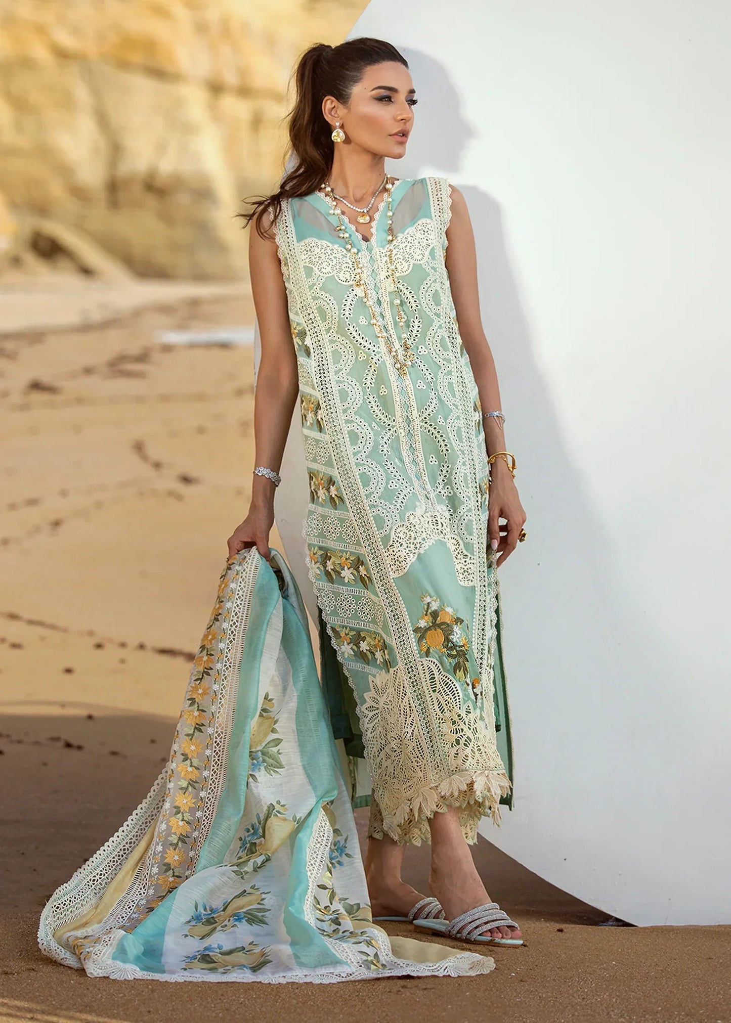 CRIMSON | LUXURY LAWN 2022 – UNSTITCHED – CRIMSON -Sicilian Summer – 2A – Aqua - Riwayat-e-khas