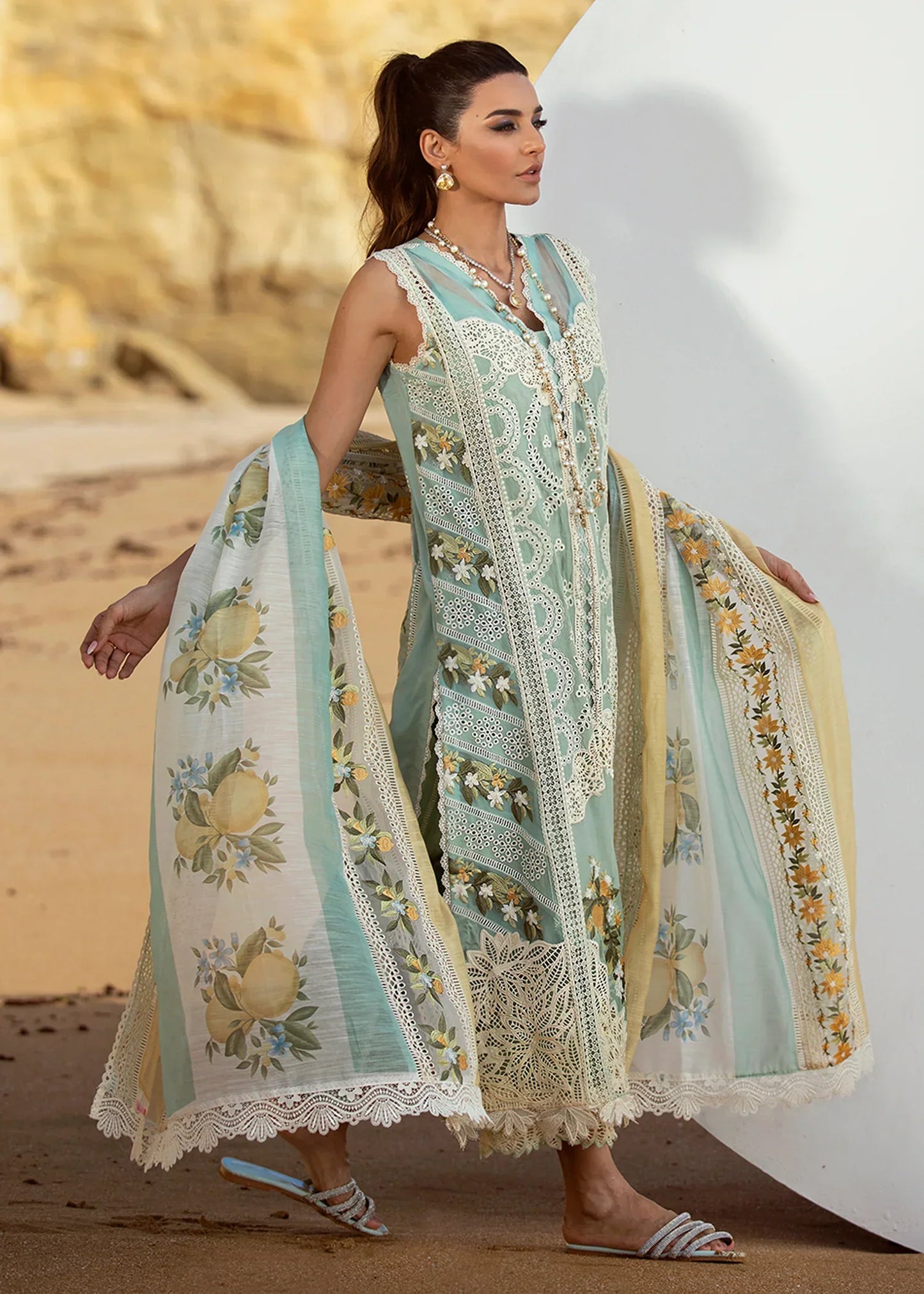 CRIMSON | LUXURY LAWN 2022 – UNSTITCHED – CRIMSON -Sicilian Summer – 2A – Aqua - Riwayat-e-khas