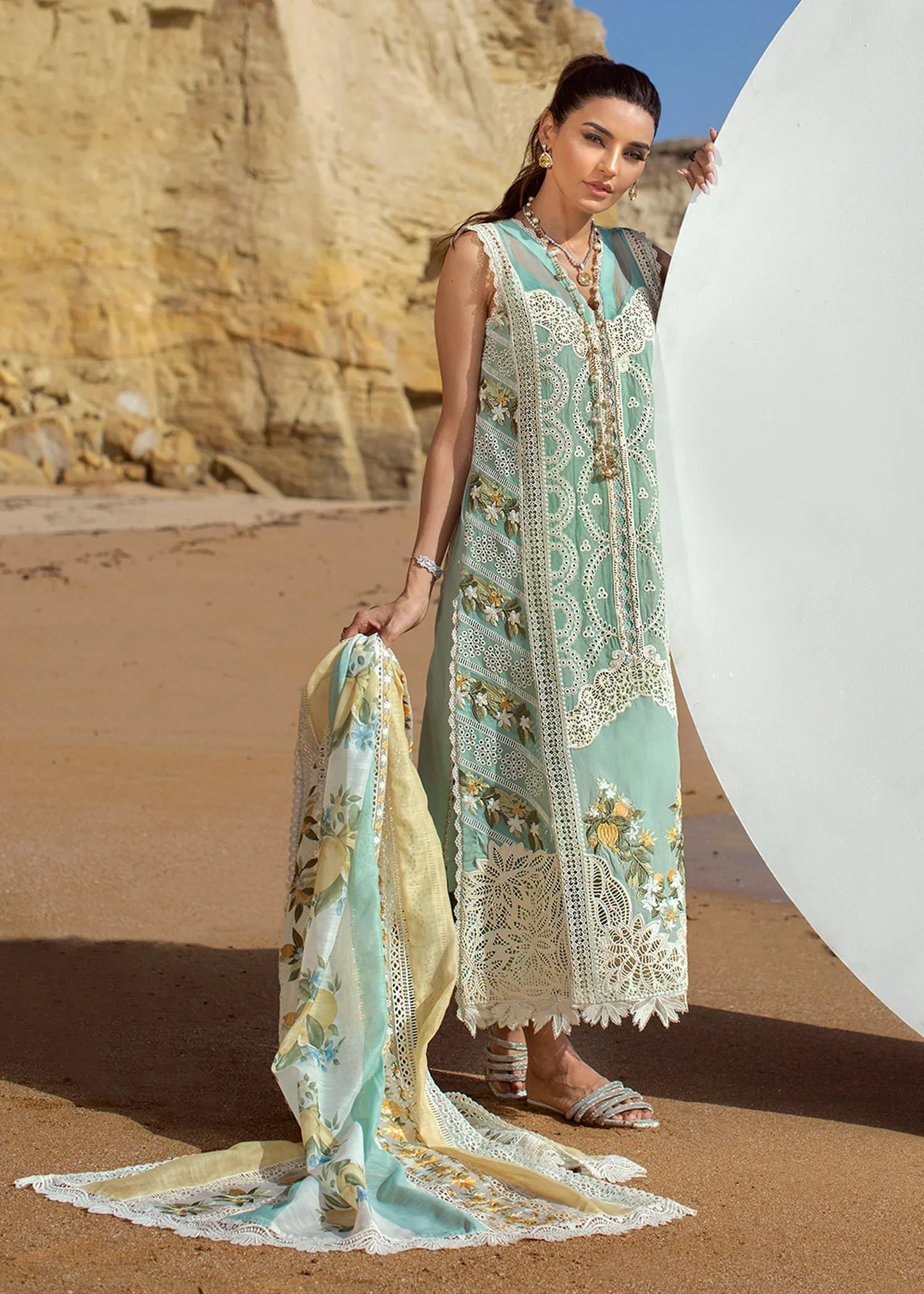 CRIMSON | LUXURY LAWN 2022 – UNSTITCHED – CRIMSON -Sicilian Summer – 2A – Aqua - Riwayat-e-khas