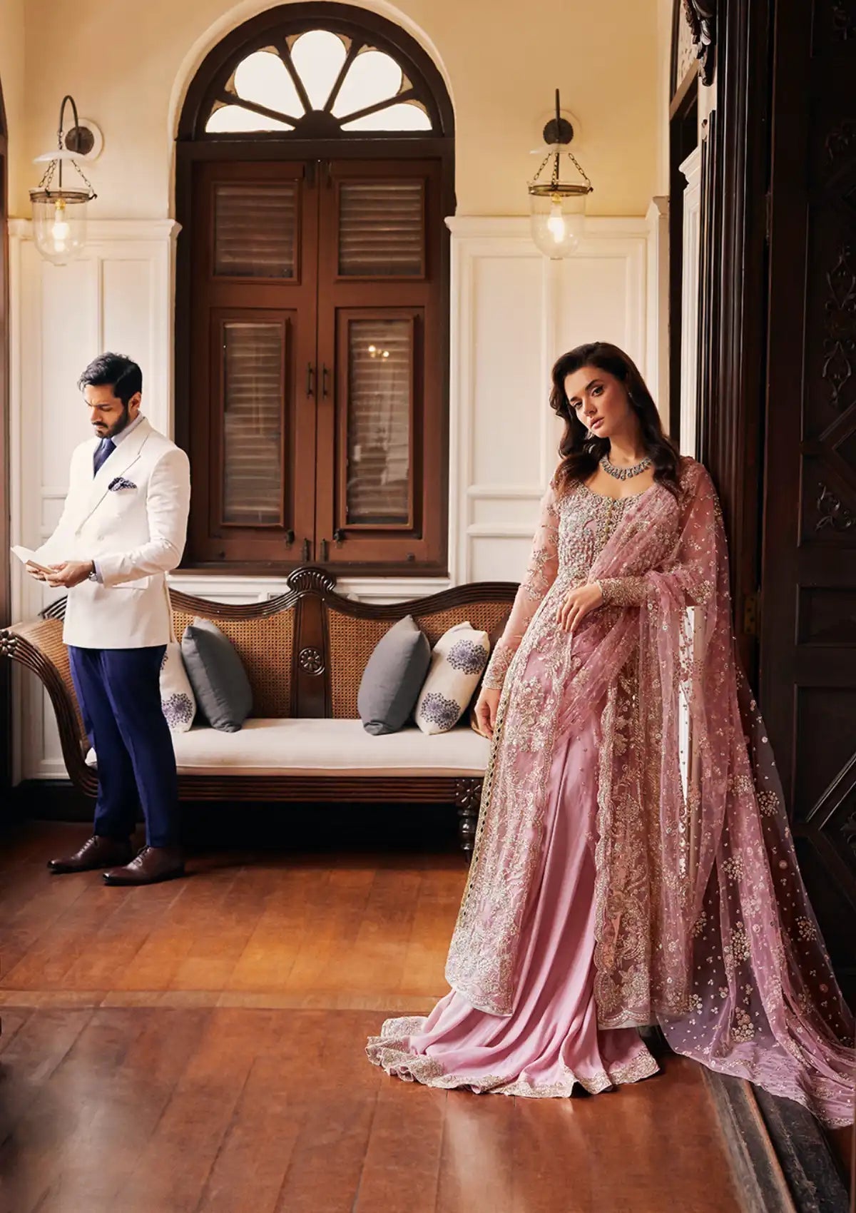 Mushq Stardust Embroidered Net Unstitched 3Pc Suit MN23-04 Luster - Riwayat-e-khas