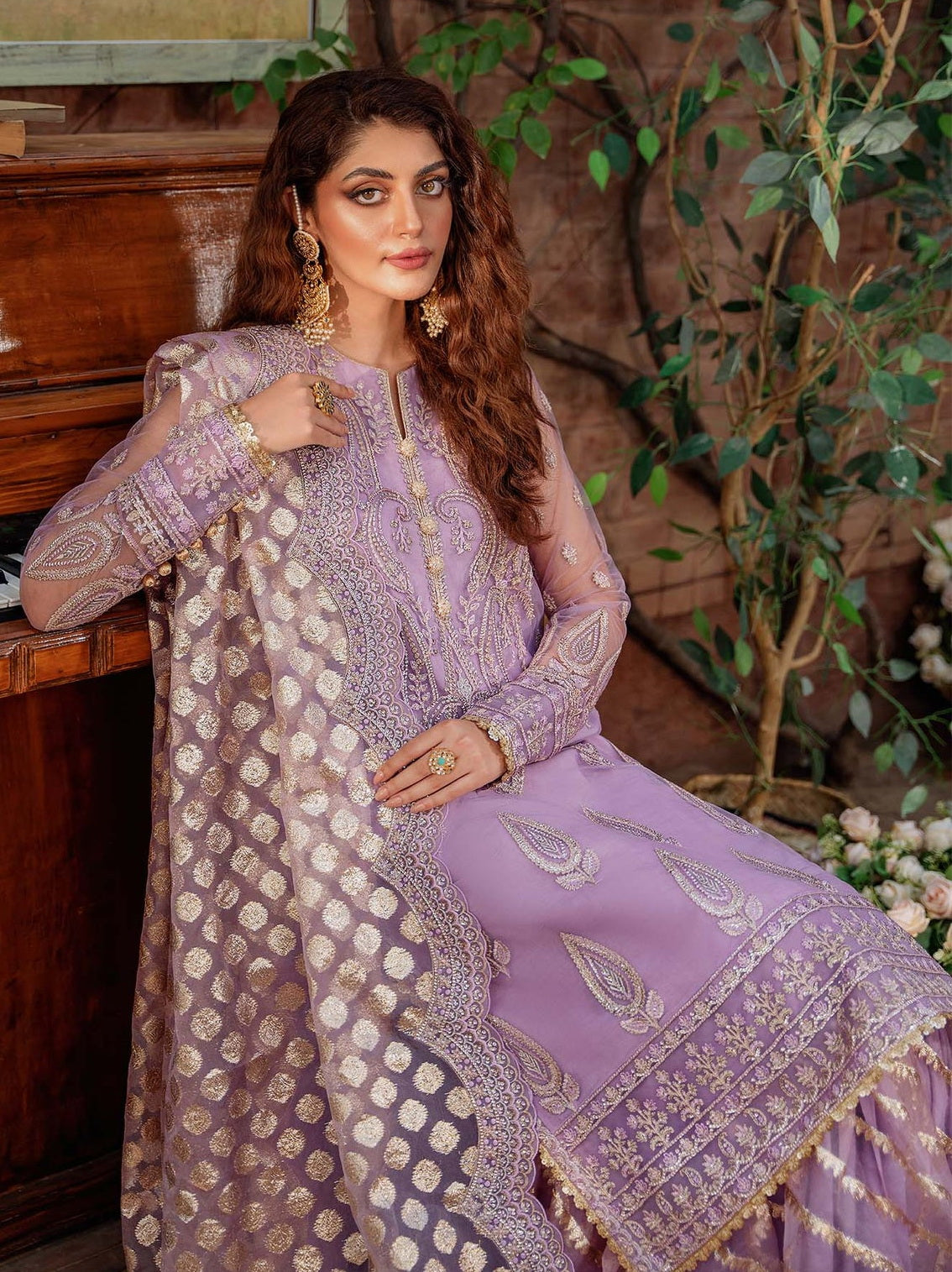 Akbar Aslam Mastani Embroidered Net 3Pc Suit - RANIYA - Riwayat-e-khas