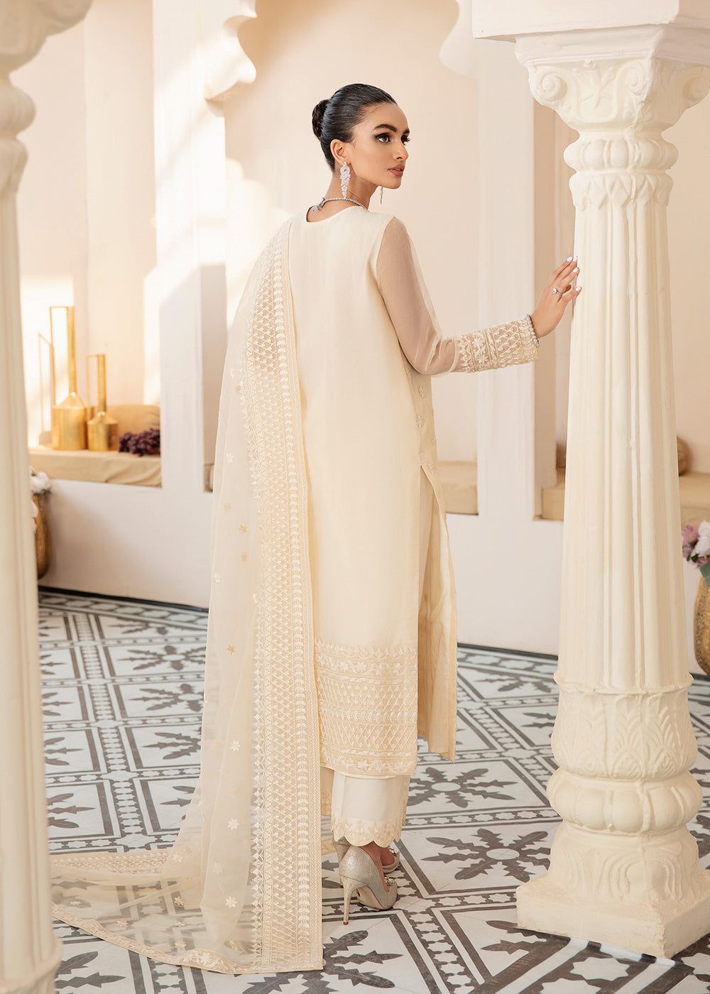 AKBAR ASLAM WHITE ASH U-1446 FORMAL COLLECTION STITCHED - Riwayat-e-khas