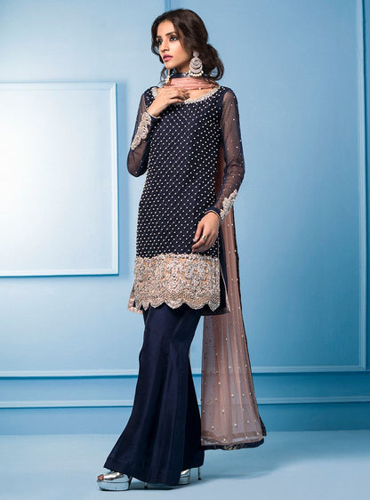 Zainab Chottani | Semi Formals | NAVY BLUE AND PINK
