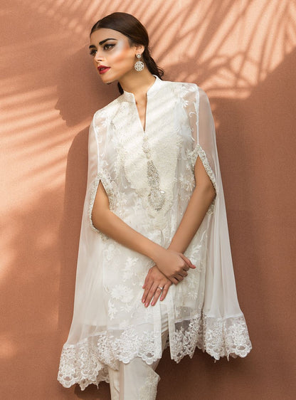 Zainab Chottani | Luxury Pret | CHIFFON WHITE CAPE