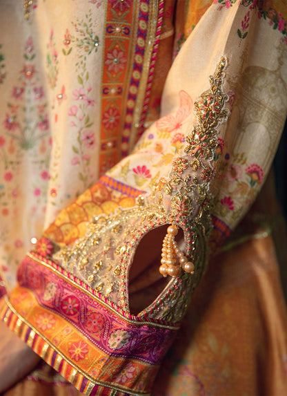 Farah Talib Aziz | Designer Picks 24 | ROSHAN PRINTED RAW SILK KURTA WITH SILK OMBRE DUPATTA