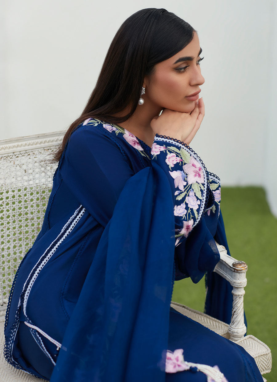 Farah Talib Aziz | Designer Picks 24 | HAN NAVY EMBROIDERED SHIRT AND DUPATTA