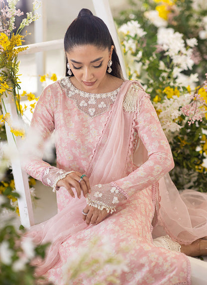 Farah Talib Aziz | Designer Picks 24 | OLEA BLUSH SILK SHIRT AND PRE-DRAPED DUPATTA