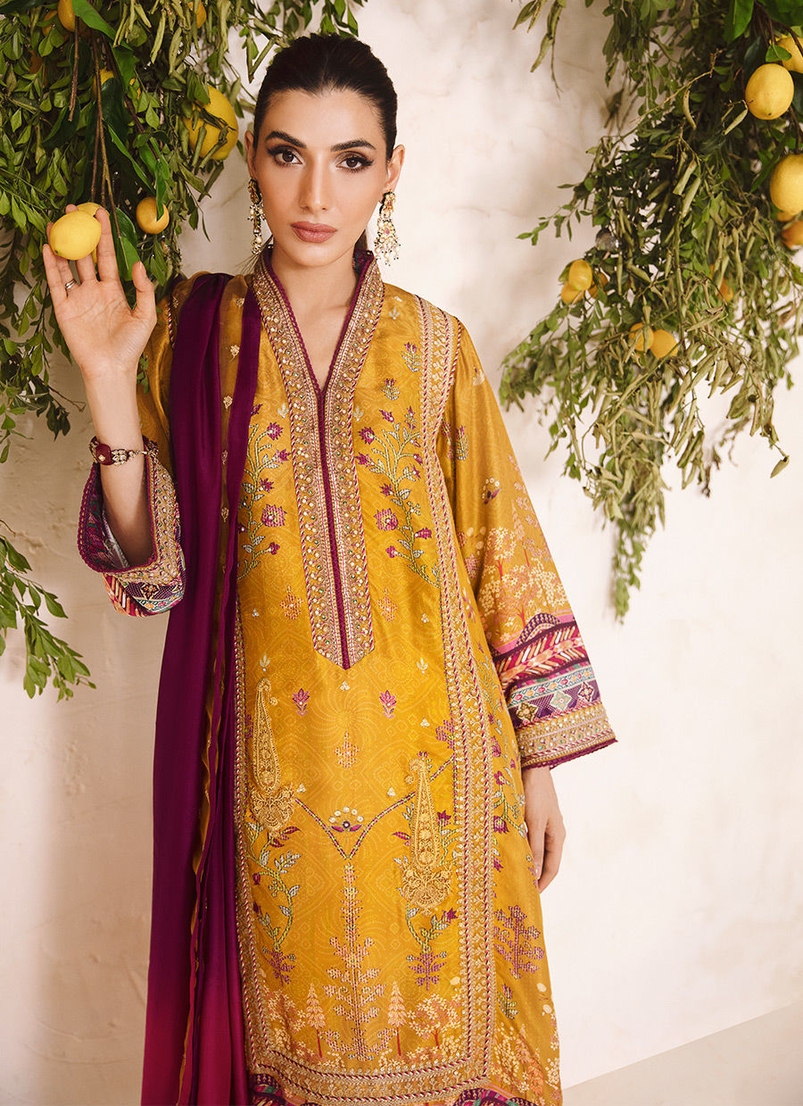 Farah Talib Aziz | Designer Picks 24 | ZARF OCHRE SHIRT AND DUPATTA