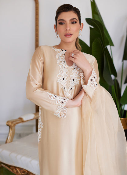 Farah Talib Aziz | Luna Eid Collection 24 | MELVINA CHAMPAGNE BEIGE