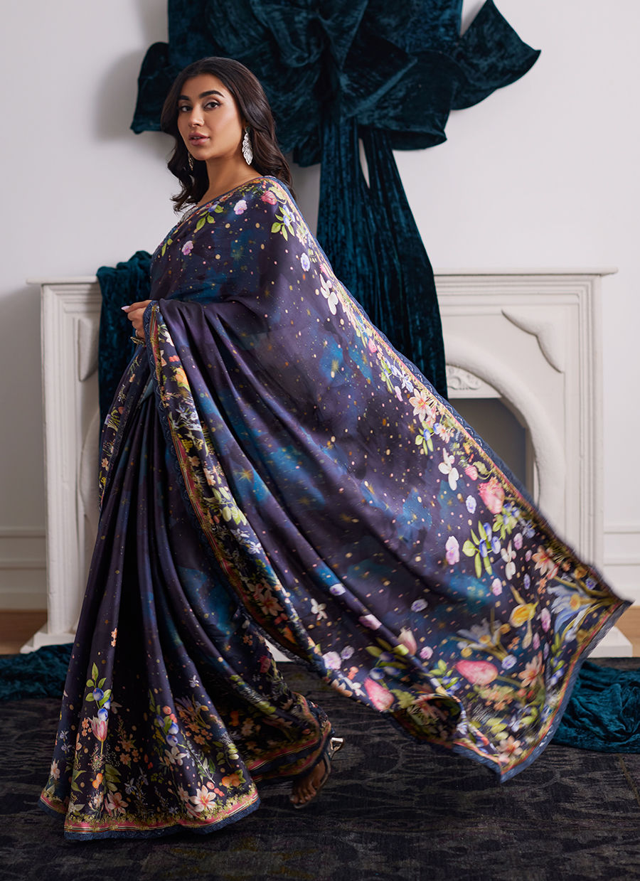 Farah Talib Aziz | Velvets The After Party | ALIXIA CHARMEUSE SAREE WITH VELVET BLOUSE