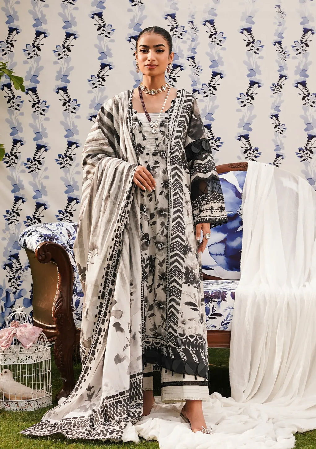 Elaf Premium | Printed Collection 24 | EEP-07B - Black Blossom