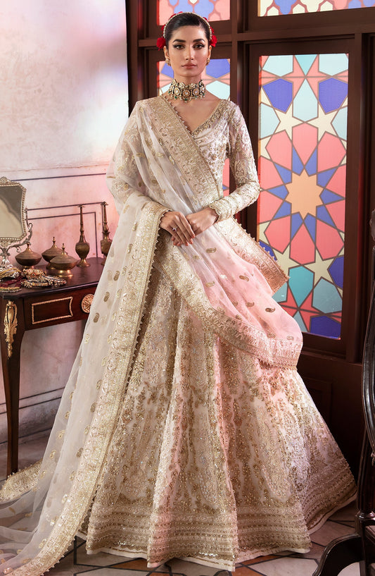 Zevk Afsanah Luxury Embroidered Net 3Pc Suit - Alif
