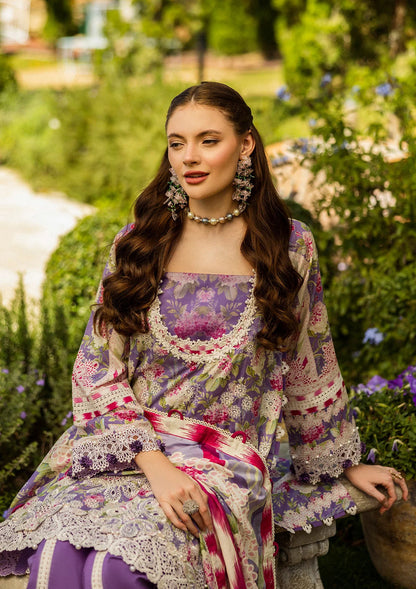 Elaf Premium | Print Chikankari 25 | ELK-02A PERIWINKLE