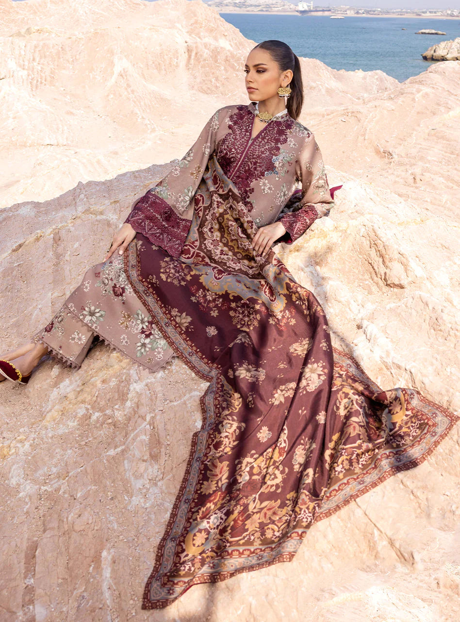 Zainab Chottani Embroidered Herringbone 3Pc Suit D-01 Aks