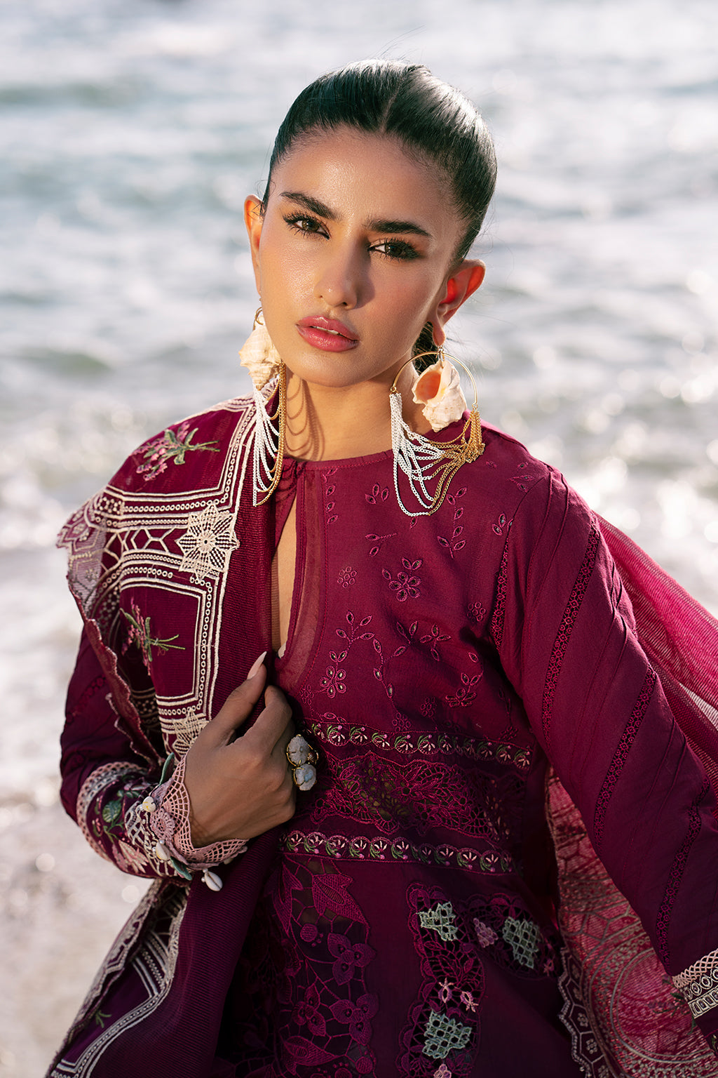 AJR Couture | Dastan Luxury Lawn 25 | Cherry Wine
