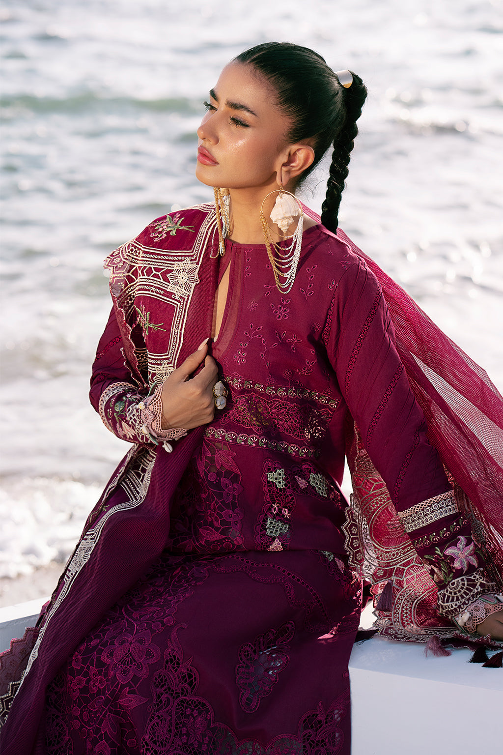 AJR Couture | Dastan Luxury Lawn 25 | Cherry Wine