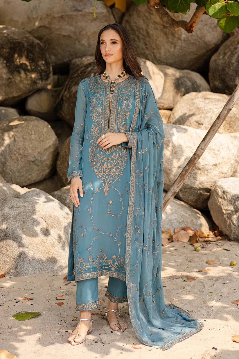 Freesia premium | Zyra | 3 Piece Embroirdered Chiffon Aarvi - FW40059