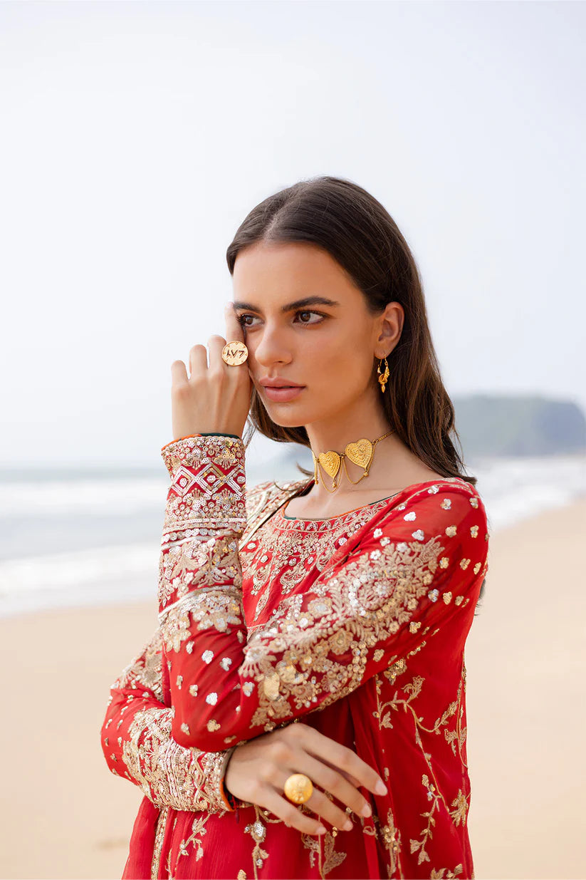 Freesia premium | Zyra | 3 Piece Embroirdered Chiffon Anvi - FW40055