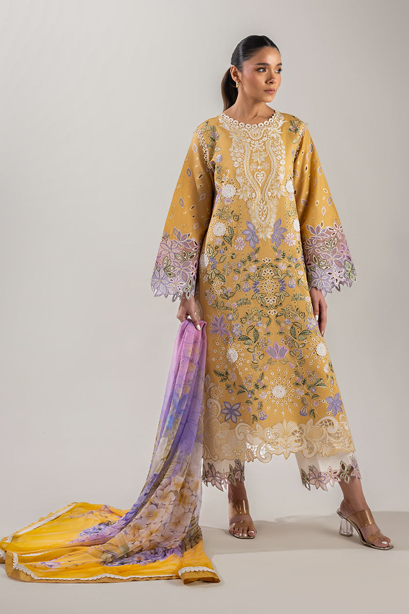 Mushq | Manaram Luxury Lawn 25 | Gold Glow
