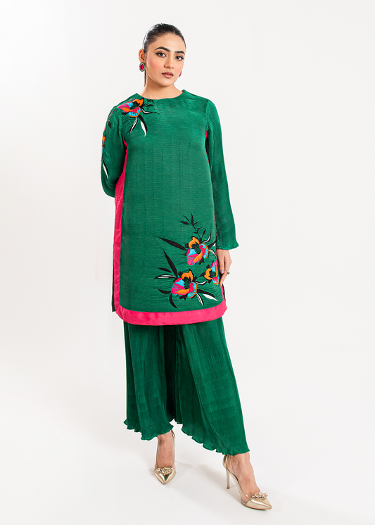 Maria Osama Khan | Claire Pleated Silk | Ivy