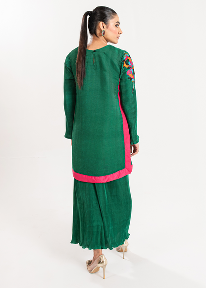 Maria Osama Khan | Claire Pleated Silk | Ivy