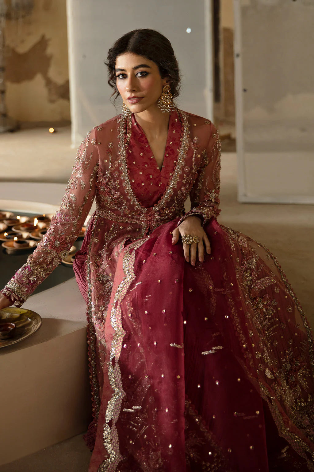 Hayat by Afrozeh Embroidered Organza 3Pc Suit AFH-24-04 MEHREEN