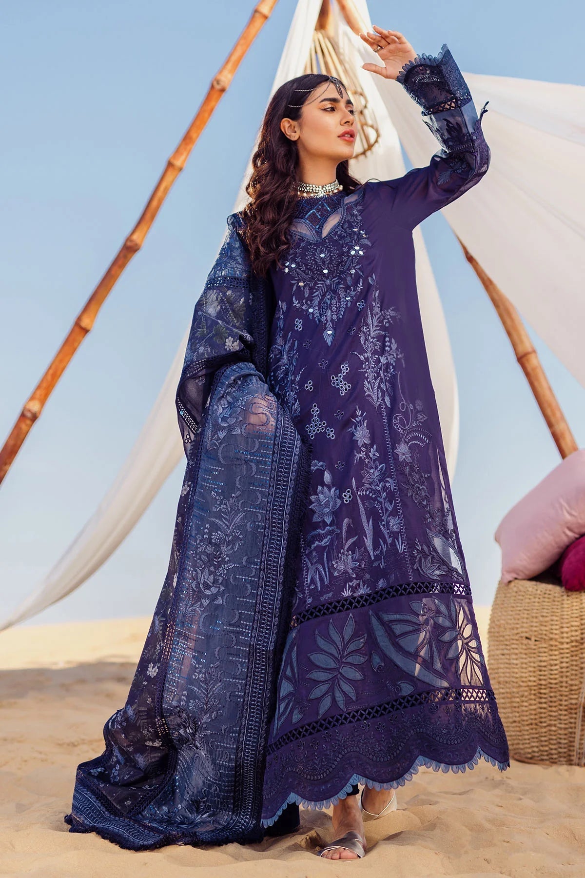 Nureh | Sehra Swiss Voil Lawn | NILE BLUE - NE-77