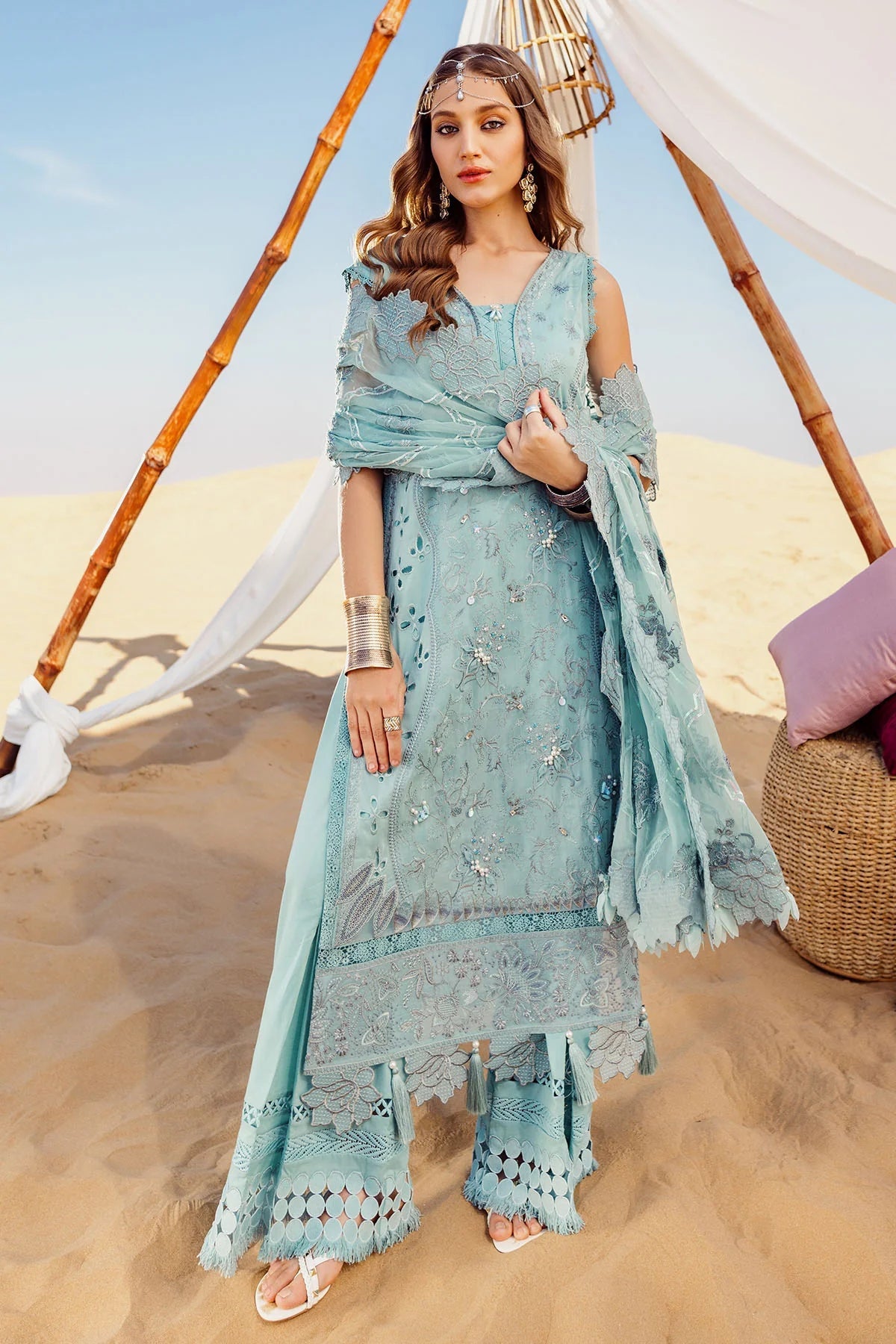 Nureh | Sehra Swiss Voil Lawn | AROOSH - NE-76